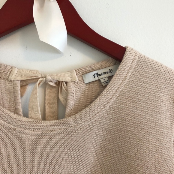 Madewell Short Sleeve Sweater Tie Back Small Pink - Picture 2 of 5